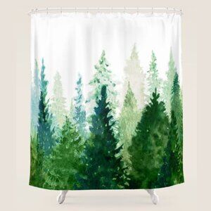 Society6 Landscape Evergreen Trees Fabric Shower Curtain - 71"x74"